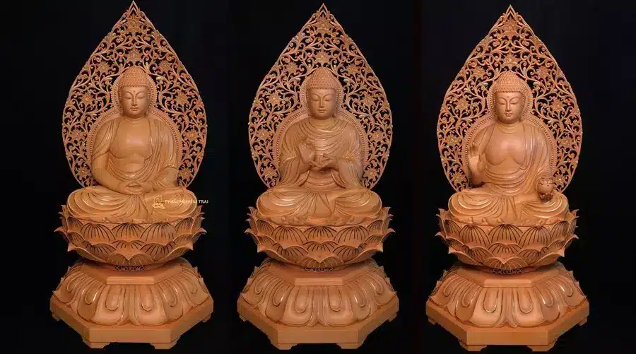 Buddhas of Three Times are 3 Buddhas including Amitabha, Shakyamuni and Maitreya