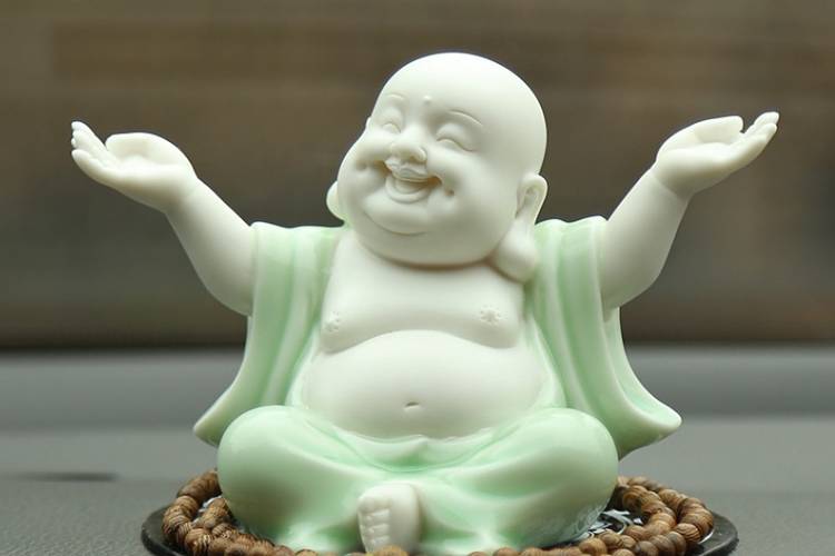 Maitreya Buddha's smile represents the empathetic joy when bringing happiness to sentient beings