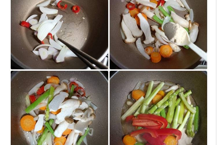 Saute the vegetables in the pan for 15 minutes before bake