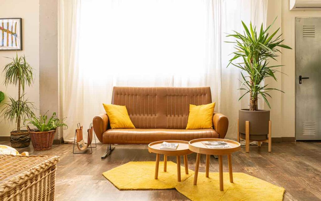 Brown is a color that go well with yellow in interior design
